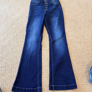 KanCan Dark Indigo Button-Fly Flared Jeans